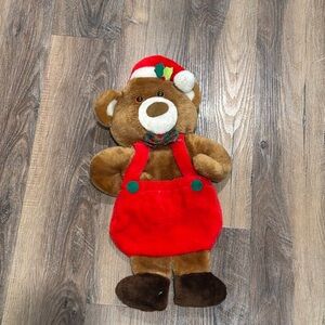Vintage Rennoc DOUBLE POCKET Stuffed Animal Bear Christmas Stocking 1985, 20"